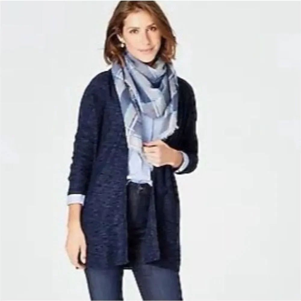 ✨J.Jill Relaxed Open Front Navy Marled Sz 2X Cardigan✨